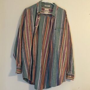 Flannel Striped Button-Up Shirt